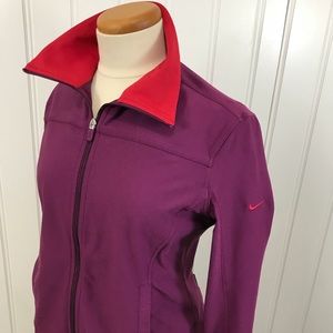Nike fit dry zip jacket purple w/ red collar large